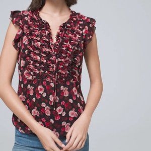 New White House Black Market Ruffle Blouse Top